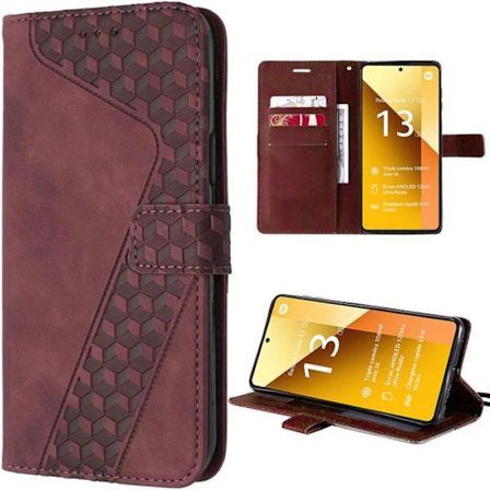 Coque - E.F.CONNECTION - til Xiaomi Redmi Note 13 5G - Præget PU Læder - Rød - Fuld Beskyttelse