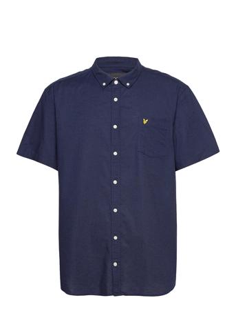 Short Sleeve Light Weight Slub Oxford Shirt Blue Lyle & Scott