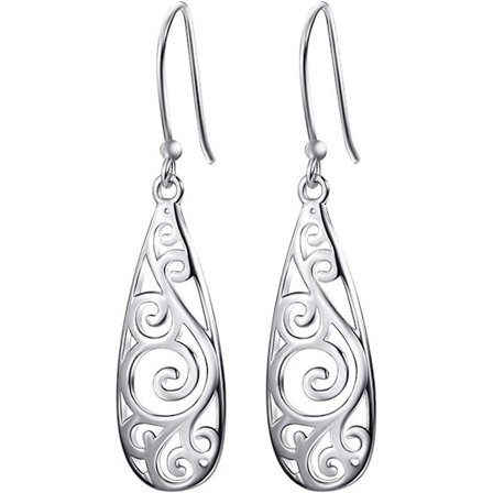 925 Sterling Sølv Filigran Dråpe Øredobber Vintage Øredobber for Kvinner