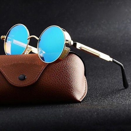 Round metal uv400 sunglasses steampunk men women fashion glasses