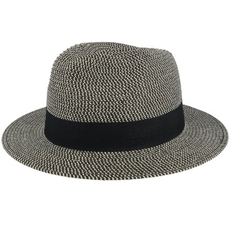 Seeberger - Paper Straw Linen/Black Fedora Fedora Black Hat - @ Hatstore