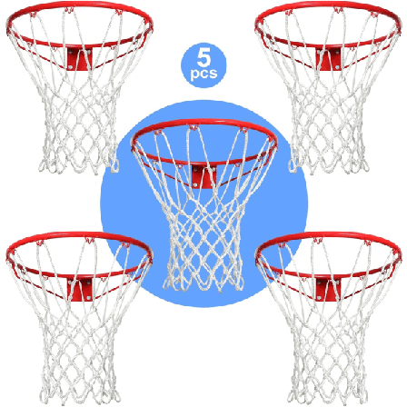 10 st basketnät utomhus, professionellt kraftigt basketnätbyte, allväders anti-piska, lämplig 12 öglor basketkorg