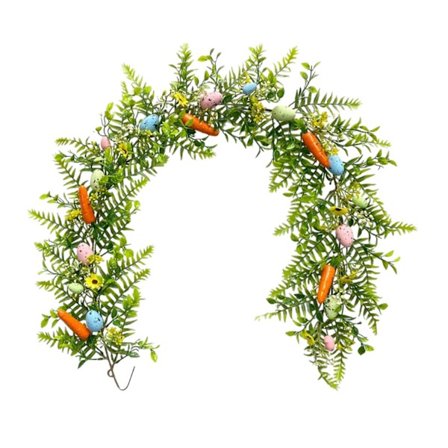 Konstgjord påskäggsrottinggirlang med blommor för heminredning