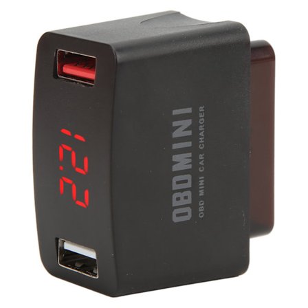 Bil OBD-lader DC12‐24V Dobbel USB LED Digital Display Ladeadapter Universal for kjøretøy