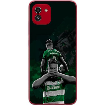 Yhteensopiva Puhelinkuori Samsung Galaxy A03 Neonmotiivi, jossa teksti "Gaming is in my DNA" sinisenä ja punaisena tiiliseinällä, jossa loistava DNA-s