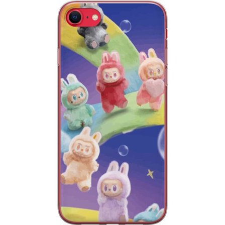 Yhteensopiva Puhelinkuori Apple iPhone SE (2020) La.bubu sateenkaari juliste la.bubu hahmo pupu asu lelut söpö pastelli värikäs anime tyyli suunni
