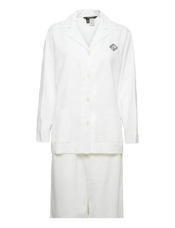 Lrl Long Sl. Notch Collar Pant Pj Set White Lauren Ralph Lauren Homewear