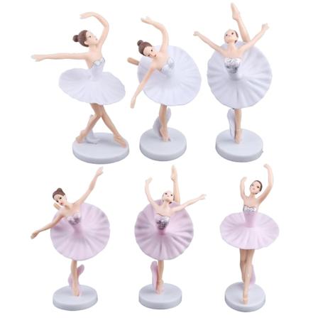 6 delar ballerina miniatyr figurer Balettdansare Tårta topper för DIY Tårtdekoration Födelsedagsfest Inredningstillbehör