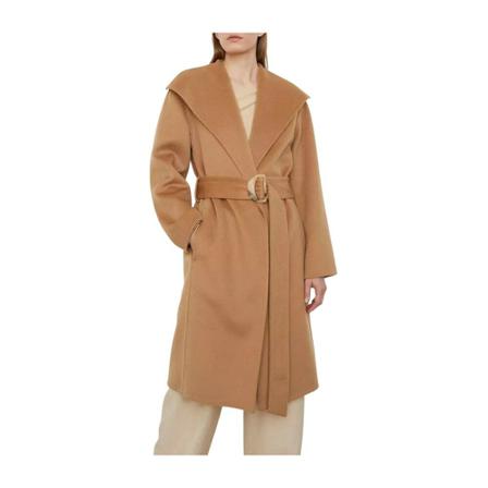 Vince, Belted Drape Neck Coat Beige, Dames, Maat:S