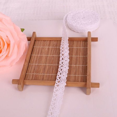 Blondekant i bomull Heklet blondebånd WHITE2 WHITE2