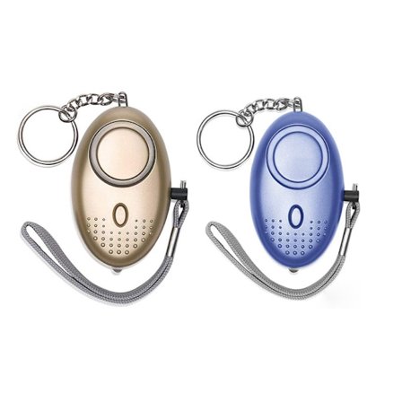 ING 2 st Batteri Personligt Larm – Självförsvarsprodukter – Larmnyckelring – Batteri LED-ficklampa - 130 dB-Guld och blå