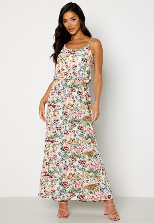 ONLY - Onlwinner Maxi Dress - Cloud Dancer AOP:BLU - Kläder - - Bubbleroom