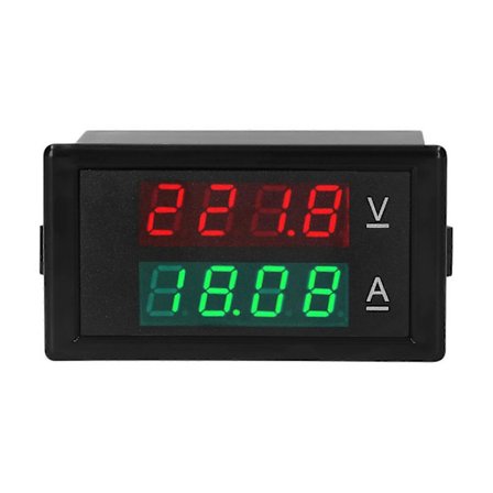 Digital Voltmeter Amperemeter Spenning Strøm Tester Måler Volt Ampere Tester Meter Amp Detektor Rød Grønn Dobbel Skjerm Digitalt Multimeter