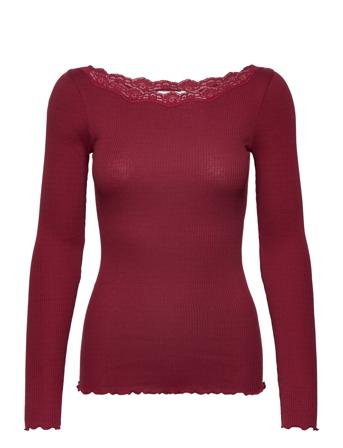 Organic T-Shirt W/Lace Red Rosemunde