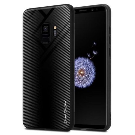 Fodral till Samsung Galaxy S9 Skal i SVART OPAL Fodral Skydd i härdat glas och TPU silikon