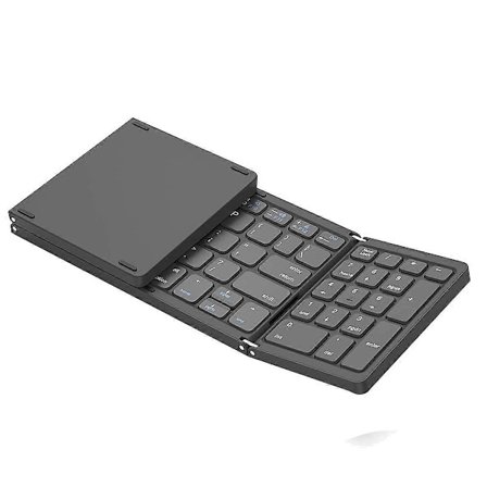 Foldbar, USB Genopladeligt Trådløst Tastatur til IOS, Android, Windows PC Laptop Smartphone - Grå