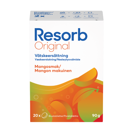 Resorb Original Brusetabletter, Mangosmak, 2 x 10 stk.