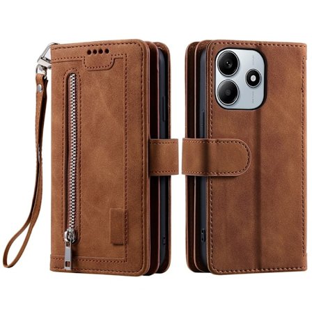 Til Xiaomi Redmi Note 14 4G Etui med Lynlåslomme og 9 Kortlommer