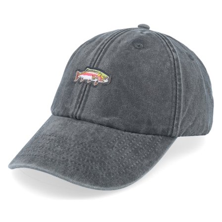Skillfish - Noir unconstructed Casquette - Tiny Rainbow Trout Fish Vintage Washed Black Dad Cap @ Hatstore