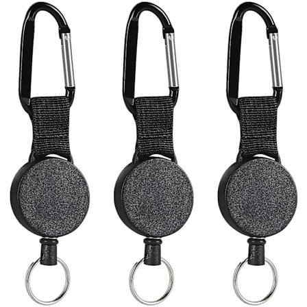 3-osainen avaimenperä, rullaklipsi rullakelalla 80 cm teräksellä