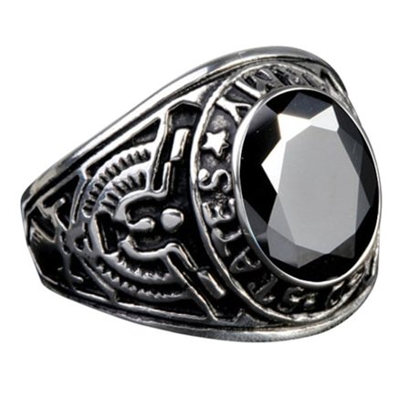 Punk Ring med Oval Form og Rhinestones - Klassisk Punk Ring til Fest