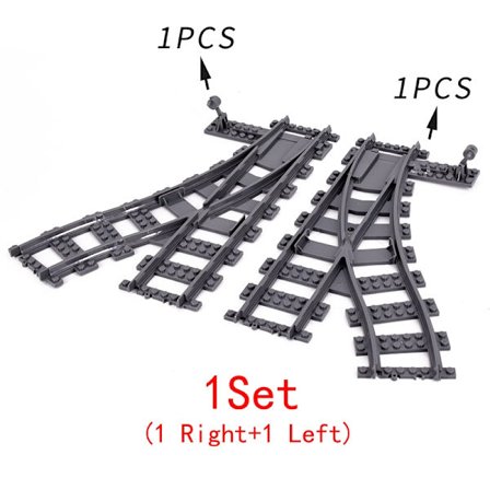 MOC City Train Rail Crossing Tracks Set Stud Gap Triple Switch Tegelstenar Byggstenar Tekniska Enlighten Leksaker för barn