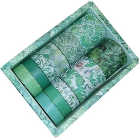 12 st/set Gröna Blad Journal Washi Tejp Självhäftande Tejp Klistermärke För Diy Scrapbooking Dagbok Pappersvaror Grön