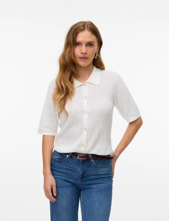 Vero Moda Vmluxlight Pointelle 2/4 Poloneck Pull. - White - XS