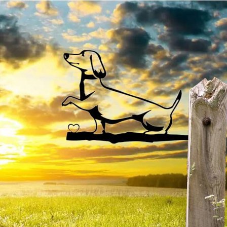 Hunder Metall Hagepynt for Gjerder, Utendørs og Hjemmedekor, Hagedekor, Skulpturer, Silhuetter i Støpejern, Tre, Hage, Veggkunst