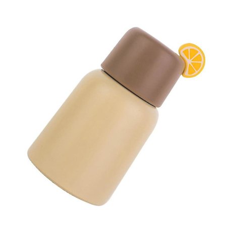 250 ml Drikkflaske i 304 rustfritt stål med fruktdekor, bærbar vannflaske for jenter, hjemmekjøkken (gul)