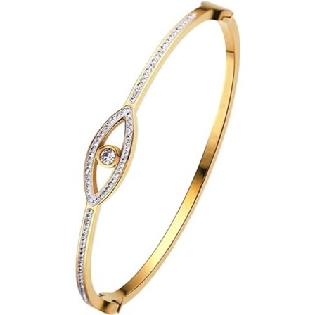 Liten storlek rostfritt stål Evil Eye of Gold Cocktail Party Bangle