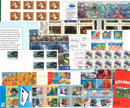 New Zealand - 10 frimærkehæfter og hæftesammentryk 1983-2004 - Postfrisk