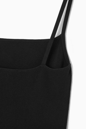 COS Women's Square-Neck Knitted Slip Dress in Black