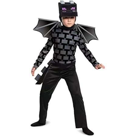 Minecraft Ender Dragon-kostume til børn, videospilsinspireret karakteroutfit L,D