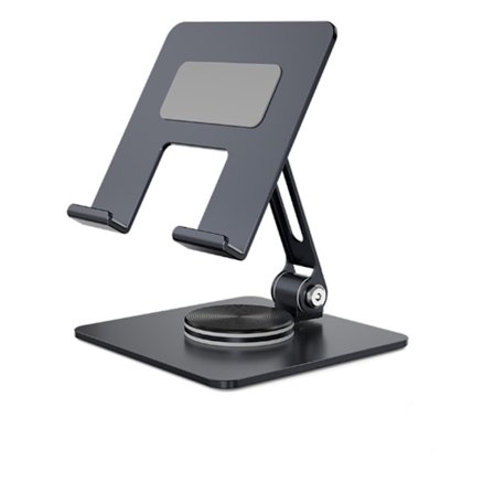 Nettbrettholder, 360° roterende sammenleggbart metallstativ for iPad (Grå)
