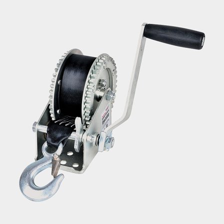 Manuelle Anhängerwinde Rock, 908 kg + Band (40 mm x 8 Meter) + Haken - Boot