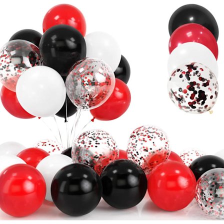 30 Røde og Svarte Ballonger, 12 Tommers Latex Konfetti Ballonger med Bånd, Heliumkompatible for Bursdag Bryllup Baby Shower Pa