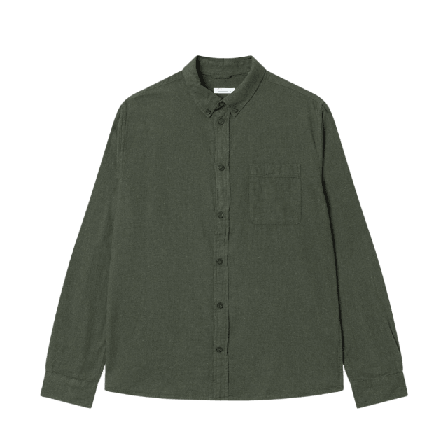 Knowledge Cotton Apparel Regular Fit Melangé Flannel Shirt - GOTS/Vegan Skjortor Herr Grön L