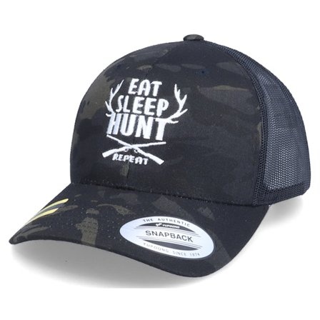 Hunter - Camo - trucker - Cap - Eat Sleep Hunt Repeat Logo Black Camo Trucker - Hatstore