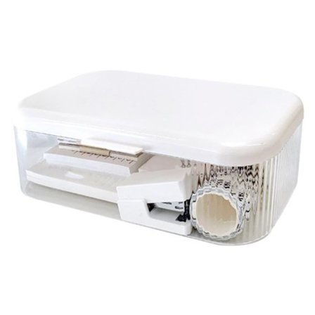 Transparent Förvaringslåda med Lock Multifunktionell PS Behållare för Medicin och Smink