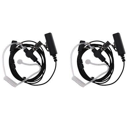 2x Fbi 2-pin skjult luftslange sikkerhedsøretelefon headset mikrofon walkie talkie øretelefon til radio[D]
