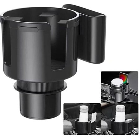 Kopholder-ekspander til bil - Kopholder-ekspander med telefonholder - Kopholder til bil - Stor kopholder-adapter til bil 32/40 oz flasker,