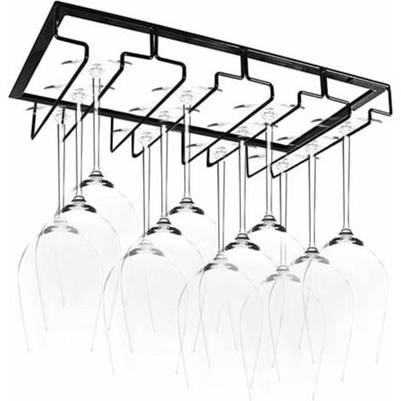 Hengende glassholder - vinglassholder med 4 skinner, for 8-12 glass, 40 x 22,5 x 5,5 cm, for bar