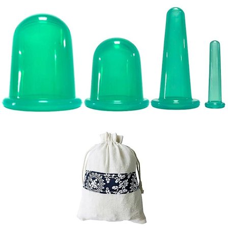 4 stk. Anti Cellulite sugekop, slankende silikone massagekopper Anti Cellulite massageapparat til balder, ben, lår, mave grøn