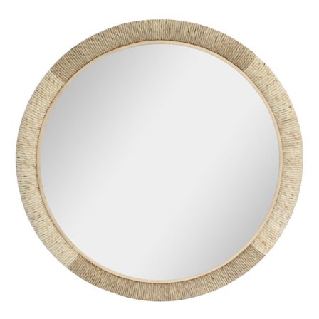 Rundt spejl med ramme af naturreb, 76 cm