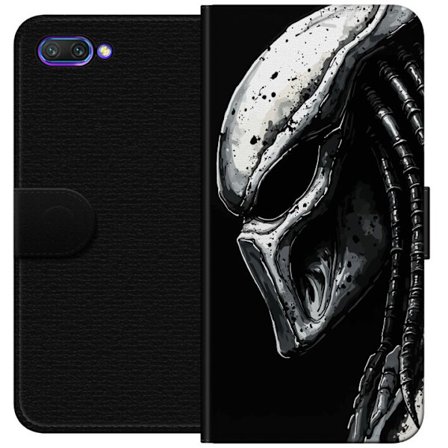 Honor 10 Tegnebogsetui Mørk og dramatisk illustration af Predator-masken med metalliske teksturer, skygger og detaljer, der forbedrer det ikoniske de
