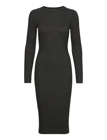 Karlina O-Neck Ls Dress Knælang Kjole Grå NORR