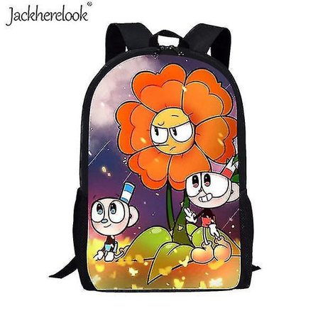 Cuphead Mugman skolväskor för tonåringar Pojkar Flickor Barn Cartoon Game Ryggsäck Mochila Studentbok