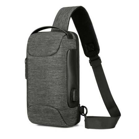 Anti-stöld Crossbody Sling Bag, Vattentät Chest Daypack, grå