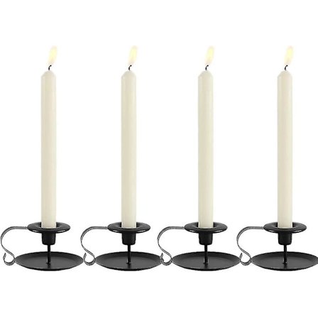 Ljusstakar 4-pack, Vintage smidesjärns ljusstakar med handtag och bricka Retro